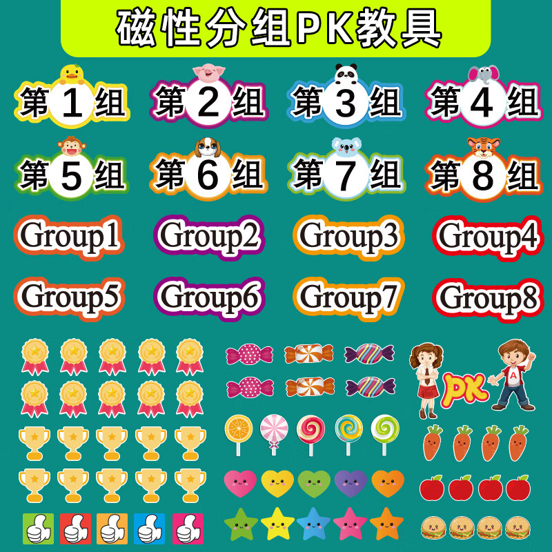 中英文分组黑板贴磁性力贴公开课堂分小组pk比赛竞赛激奖励竞争机制