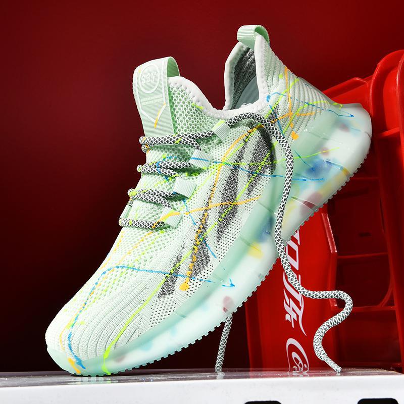 荧光椰子鞋男2022年秋季新款网面透气薄款轻软底学生夜光跑步鞋askl