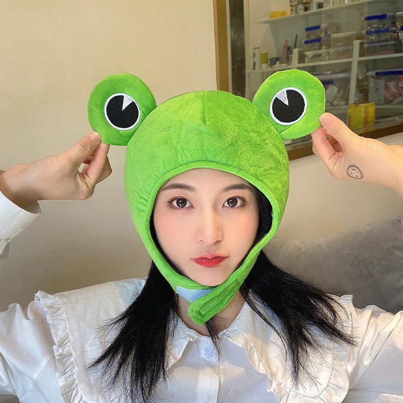 文枝搞怪老虎大便恐龙卡通头套帽子可爱螃蟹虎年头饰拍照道具 青蛙