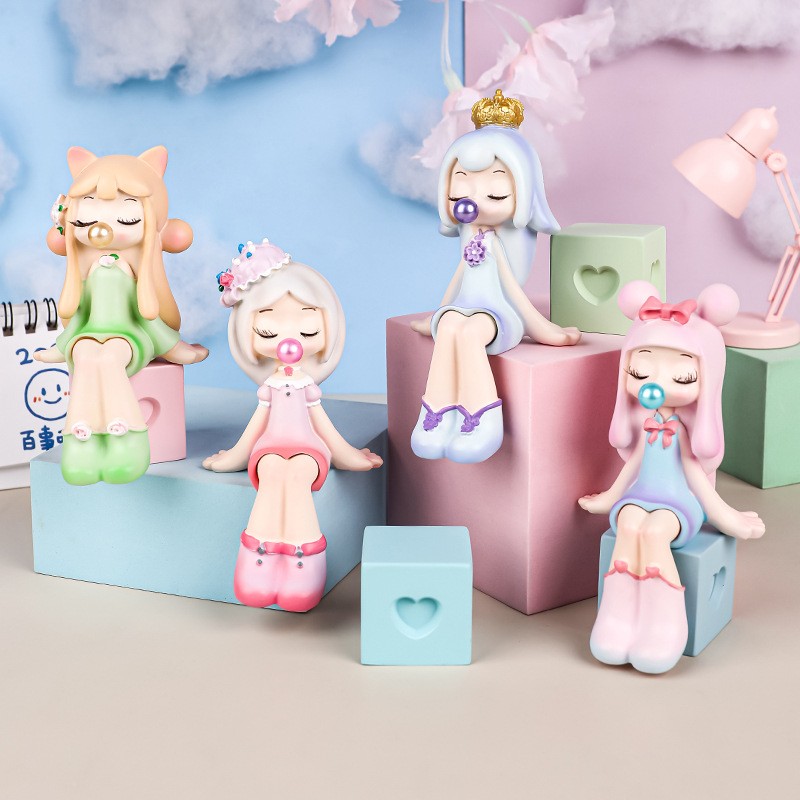 猴开心泡泡公主盲盒玩具公仔女孩隐藏款潮玩桌面摆件手办儿童学生日