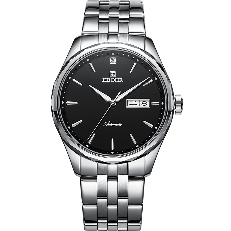依波(ebohr) 大师系列情侣款自动机械表耐磨钨钢圈双历防水手表 男款