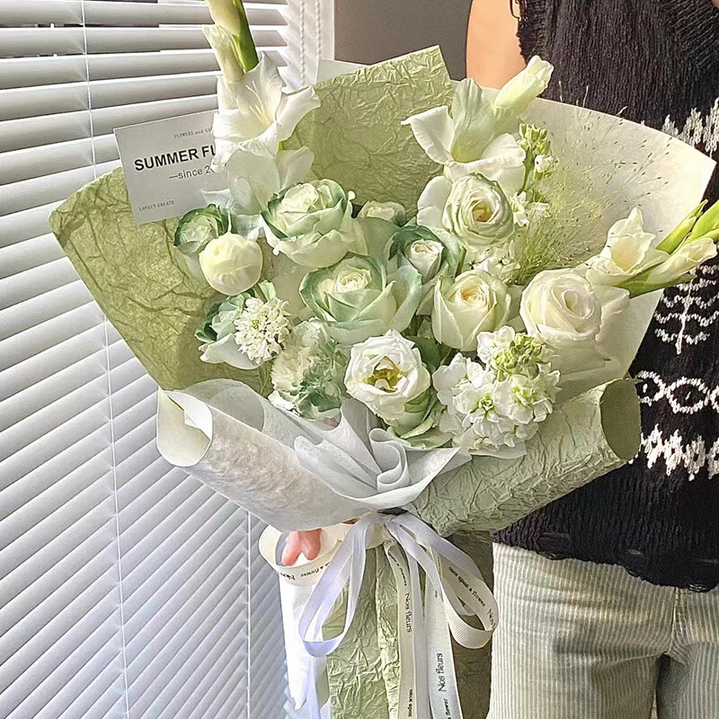 农氏鲜花全国同城配送当日达生日礼物纪念日送女友老婆白玫瑰韩式花束