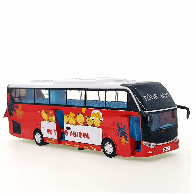 MINI AUTO公交车汽车模型合金巴士汽车人儿童玩具车公交车模型儿童玩具993 彩珀旅游大巴红色