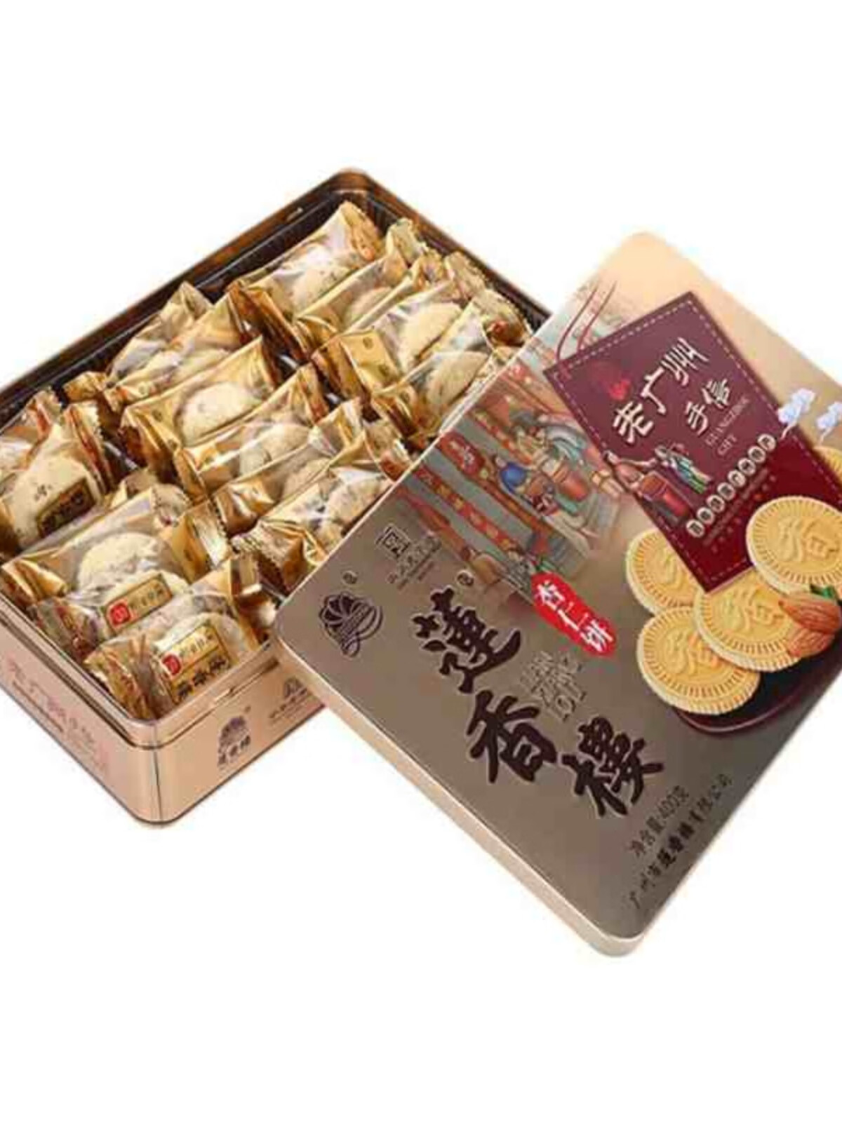 魯骨梁蓮香樓鐵罐杏仁餅即食休閑點(diǎn)心傳統(tǒng)廣州老式手信禮盒小吃糕品易碎 杏仁餅400克