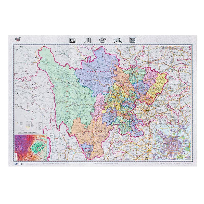 2023年四川省地图加厚版挂图1.1x0.8米政区交通地形家用办公室挂图 不带挂杆