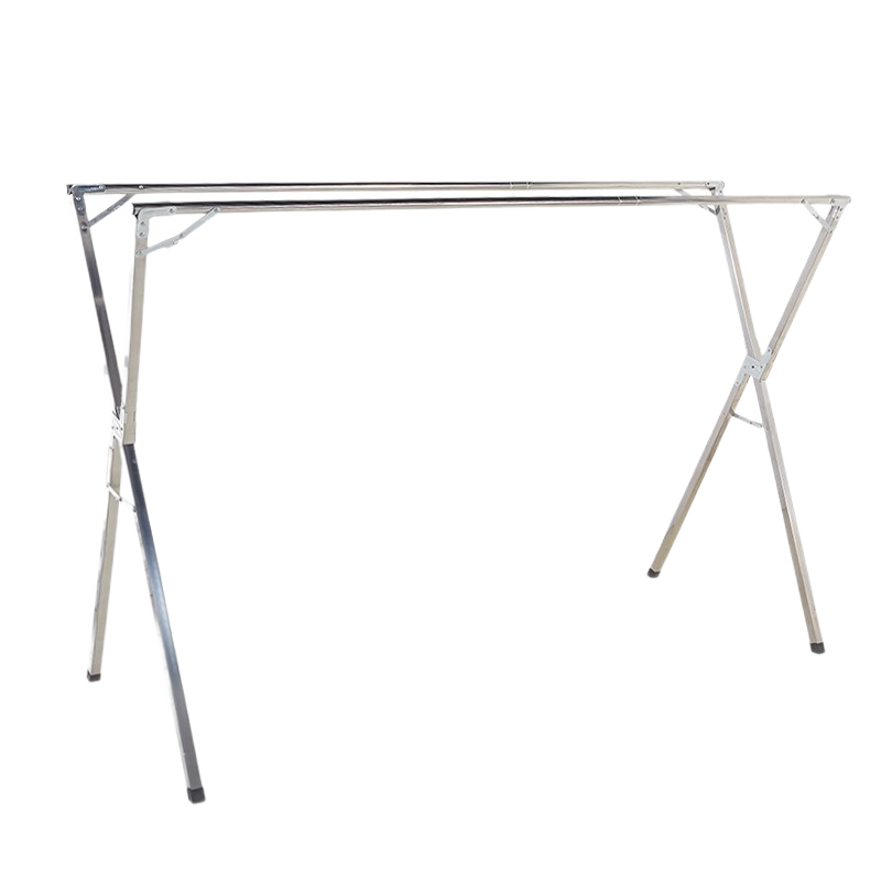 古雷诺斯 晾衣架 阳台落地伸缩晒衣架 室内凉衣架 移动折叠X型晾衣杆不锈钢晒架 N631-04-双杆1.5米