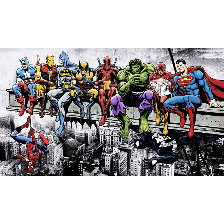漫威/dc英雄电影动漫巨幅海报装饰画酒吧宿舍壁纸墙画 超级英雄大合照