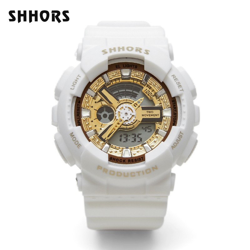 聖猴時（SHHORS）男学生防水夜光电子表青少年中小学生多功能运动表小版 白玫金810Y