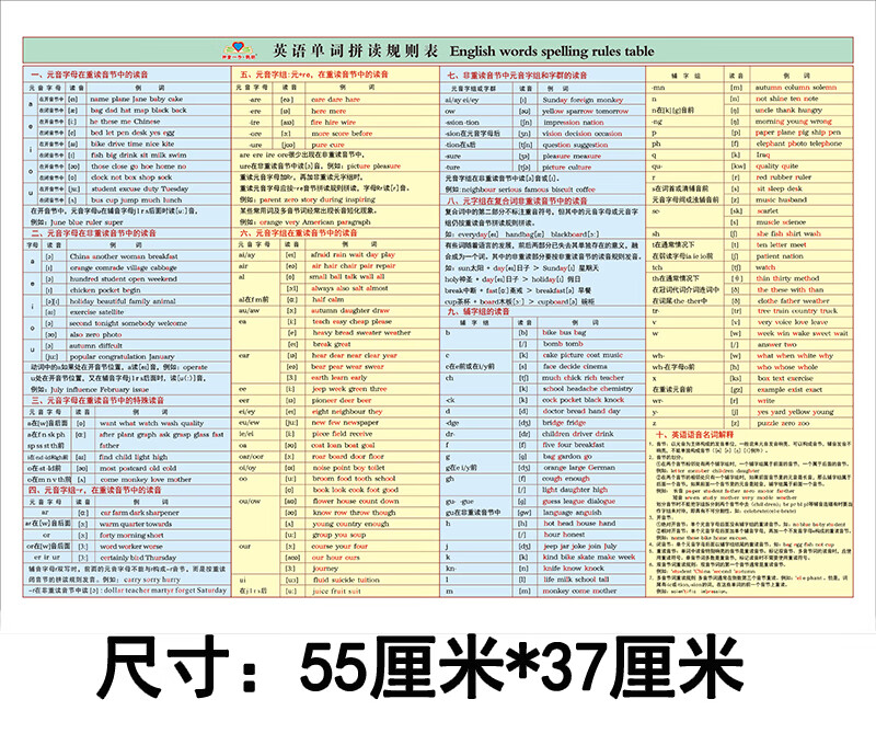 卡吉柰26个英文字母发音表注音笔顺表48个英语音标规范书写有声挂图