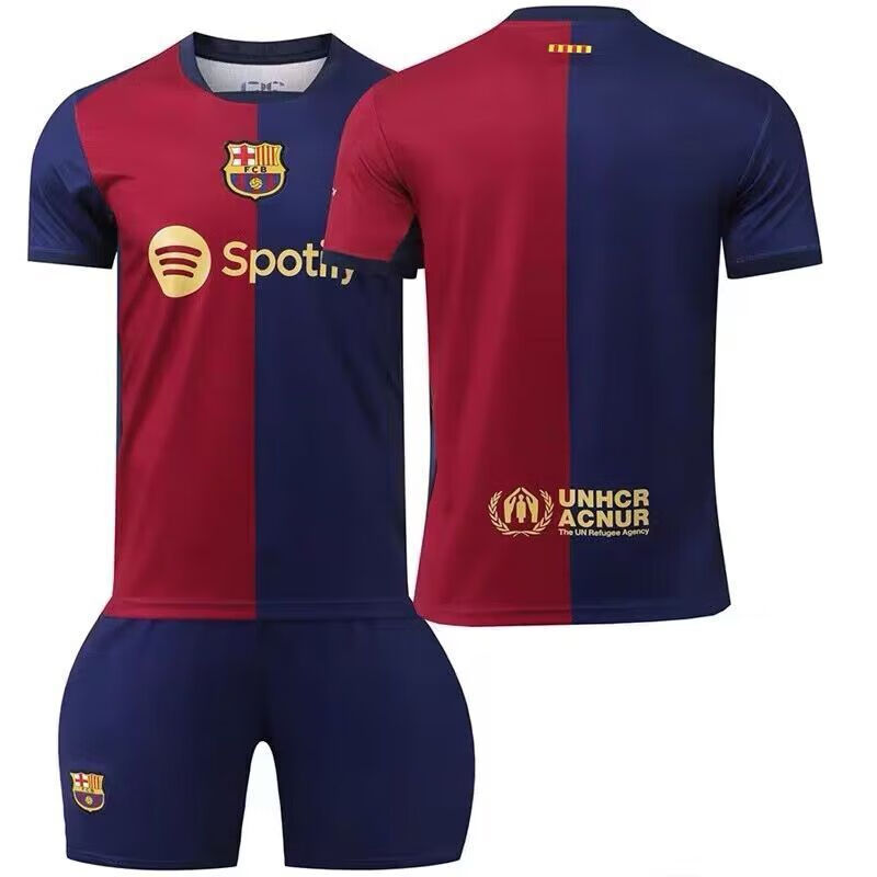 ajtd2425新款巴萨主场球衣9号莱万8佩德里德容10梅西成人儿童足球服男