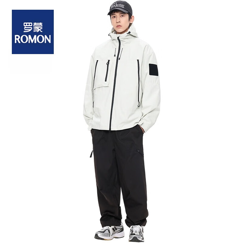 罗蒙（ROMON)户外冲锋衣男女同款防风防水旅行登山服美式工装三防外套 黑色 L
