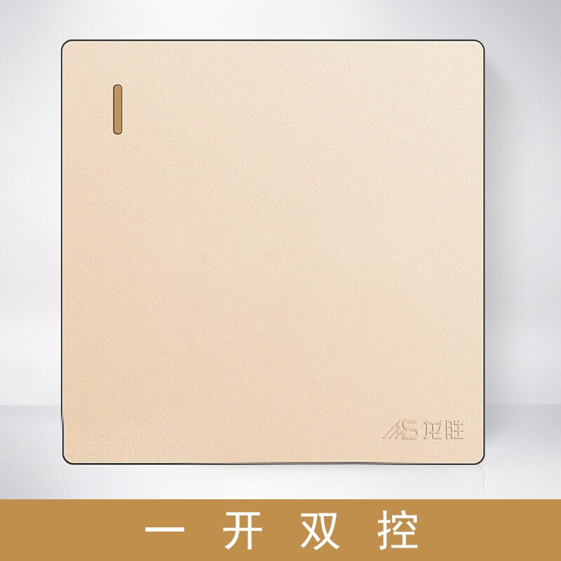 龙胜开关插座门铃 86型家用墙壁usb插座电源网线三插空调e65n金色 一