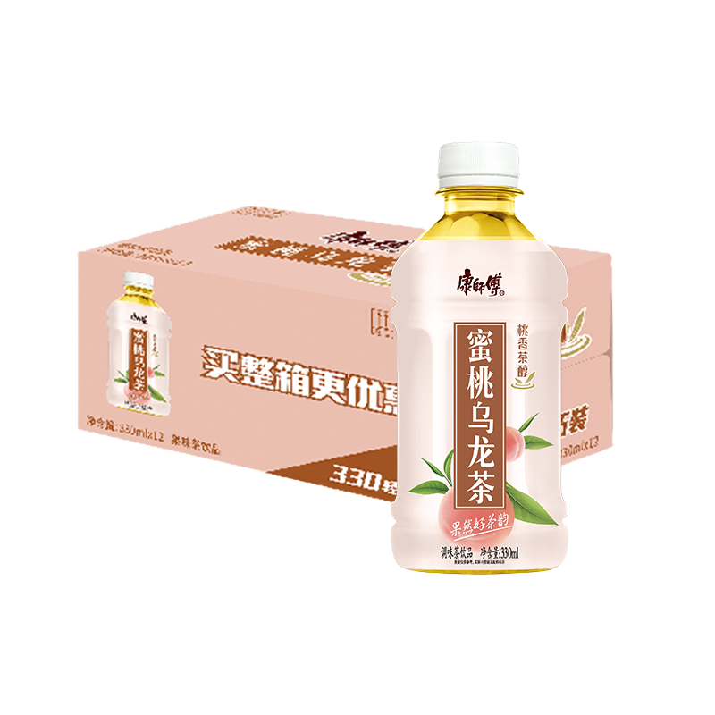 康师傅 蜜桃乌龙330ml*12瓶 水果味茶饮料 饮品 量贩装整箱