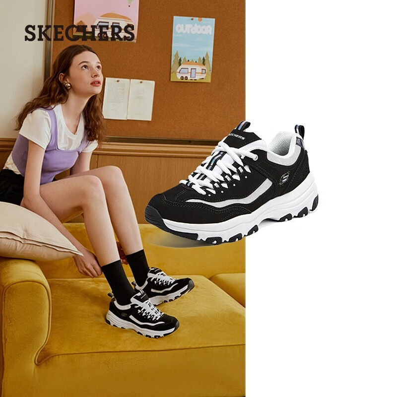 斯凯奇（Skechers）skechers老爹鞋女运动鞋熊猫鞋休闲厚底增高百搭8730076 8730076-黑色/多彩色/BKMT 37高性价比高么？