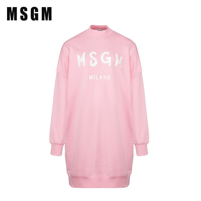 MSGM 奢侈品女装秋冬LOGO徽标连衣裙中长款卫衣 00MDA511 0001-12-XL 粉色 XL