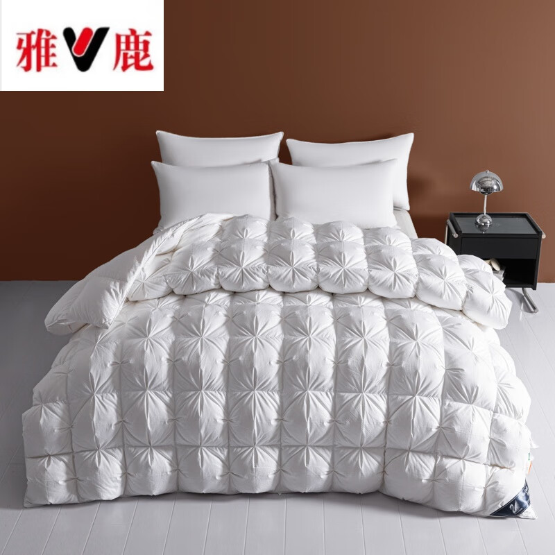 雅鹿羽绒被95白鹅绒全棉冬被加厚保暖春秋被芯抗菌防螨单双人酒店被子