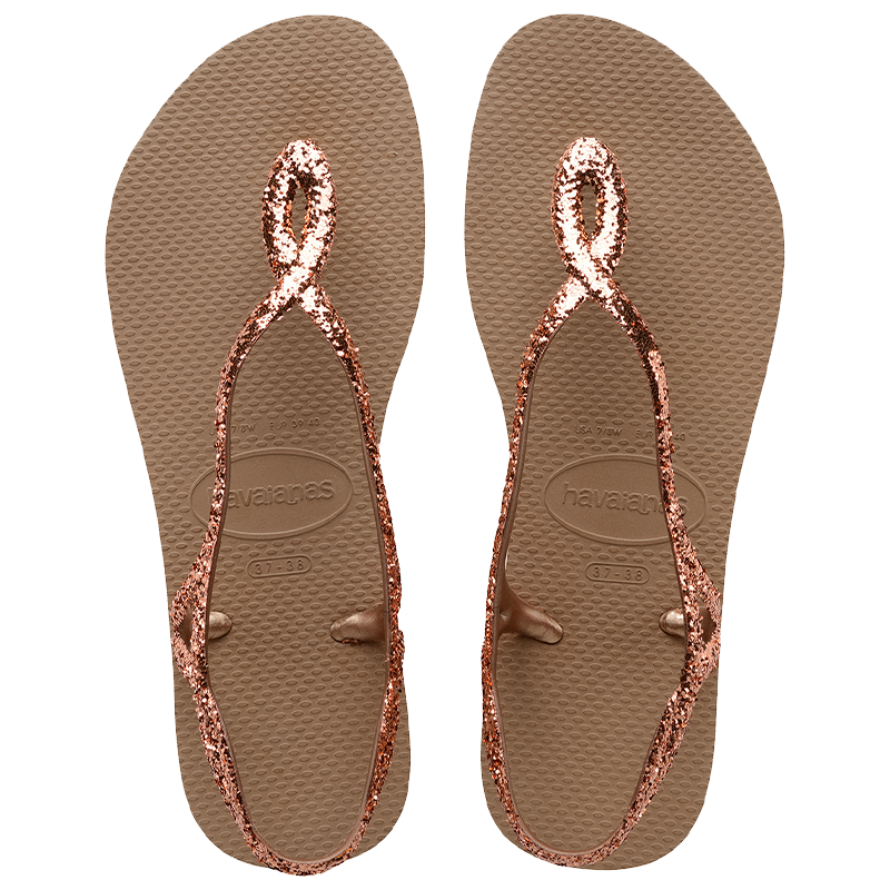 havaianas哈唯納LunaPremium II夾腳人字拖夏平底涼鞋女海邊度假 3581-玫瑰金 39-40 巴西碼