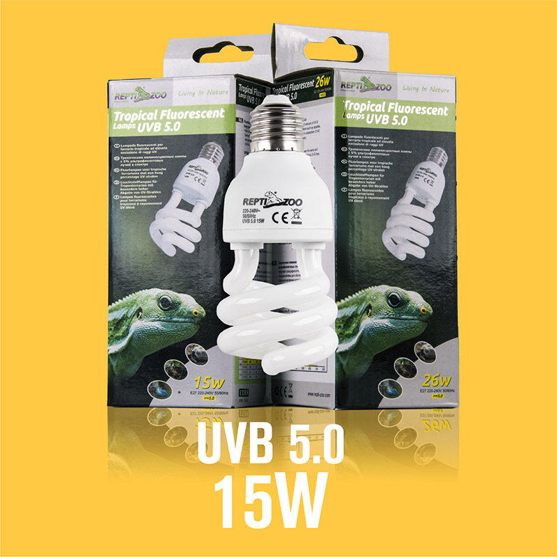 REPTIZOO爬蟲uvb燈變色龍10.0爬寵5.0蜥蜴燈泡寵物烏龜曬背燈 UVB5.0  15瓦