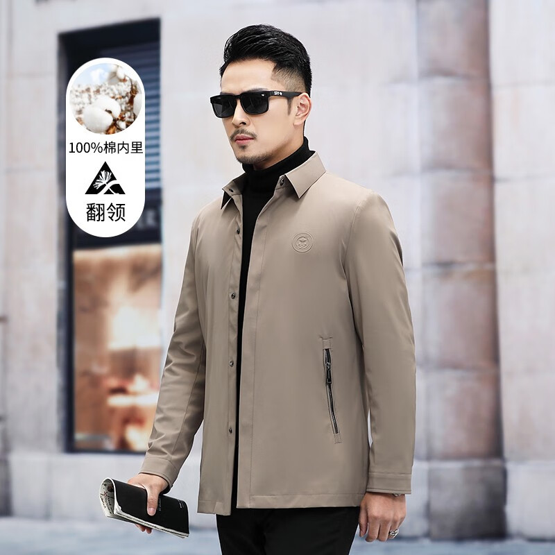shese轻奢品牌男士风衣男短款秋冬季新款翻领风衣男商务休闲大衣男中
