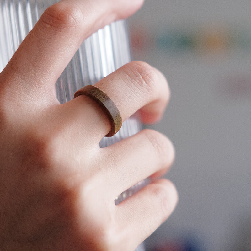 莎畔木头木质戒指绿檀红檀情侣女款对戒指环原创设计定制刻字创意手工