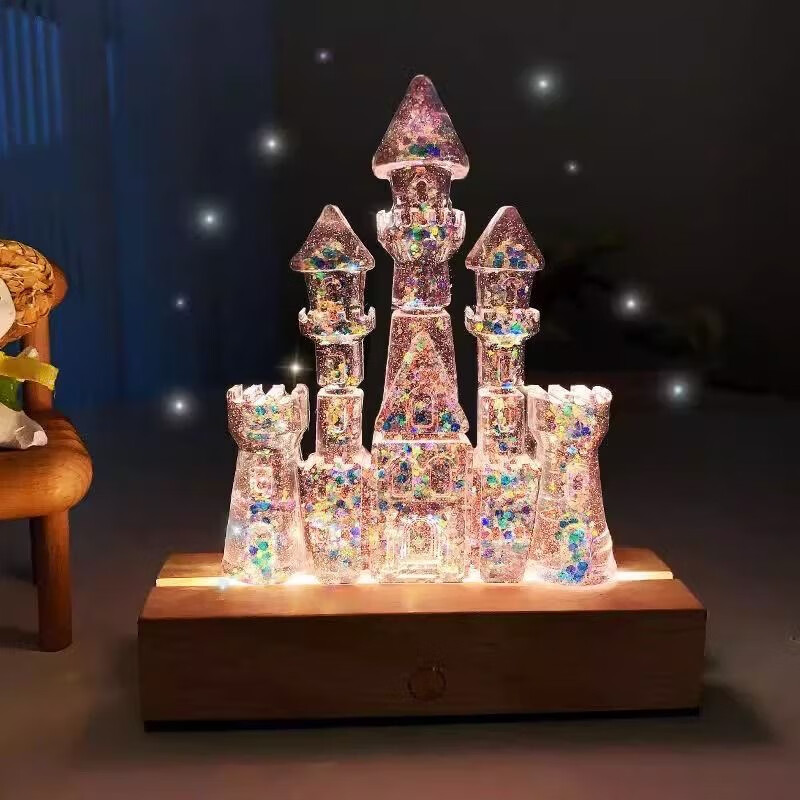 手工diy水晶城堡小夜灯材料包生日礼物送女生送闺蜜公主梦幻城堡 声控