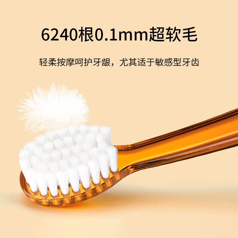 TELLO瑞士进口泰尔乐6240超软毛牙刷细毛呵护牙龈口腔敏感男女成人牙刷 【橙+绿】 2支 组合