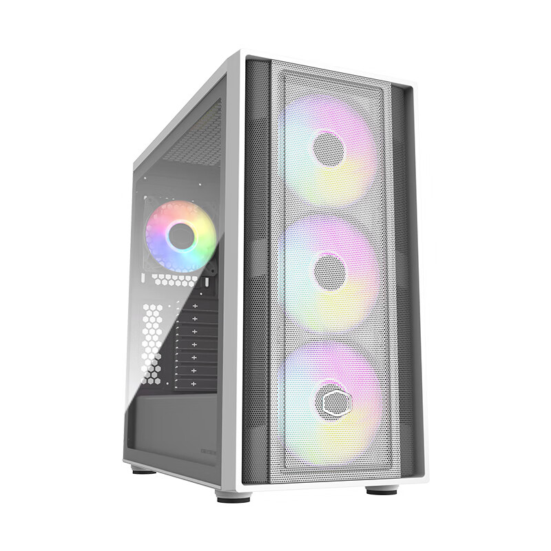 酷冷至尊（CoolerMaster）MasterBox600 机箱 ATX电脑中塔背插机箱 支持背插主板/冲孔前面板/钢玻侧板/双360水冷位 MasterBox 600白+3*MF120白