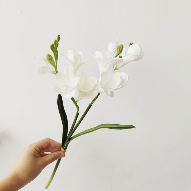 妆pu玉簪花水仙手感仿真花花束摆件客厅餐桌假花摆花轻奢小苍兰 白色