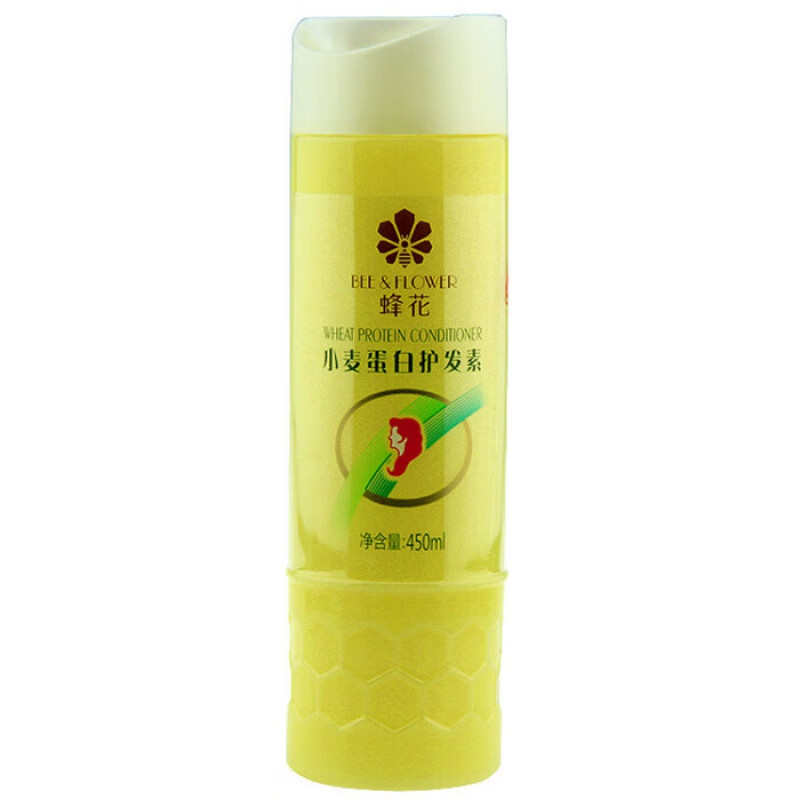 蜂花（BEE&amp;FLOWER）柔顺护发素450ml小麦蛋白营养润发乳修护毛躁干枯补水 1瓶黄色小麦蛋白护发素*450ML