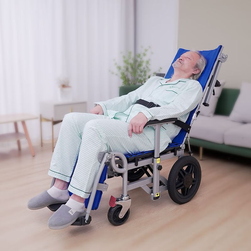 护理瘫痪病老年人康复多功能可平躺折叠轻便 英洛华[多功能护理轮椅]