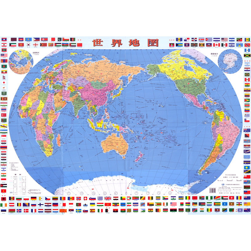 世界地图 装饰版 世界贴图1.1*0.8 世界国家国旗