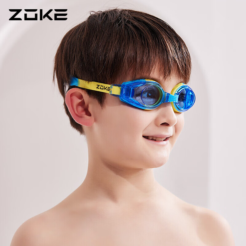 洲克zoke儿童泳镜高清防水防雾撞色男女童青少年游泳游泳镜622502107