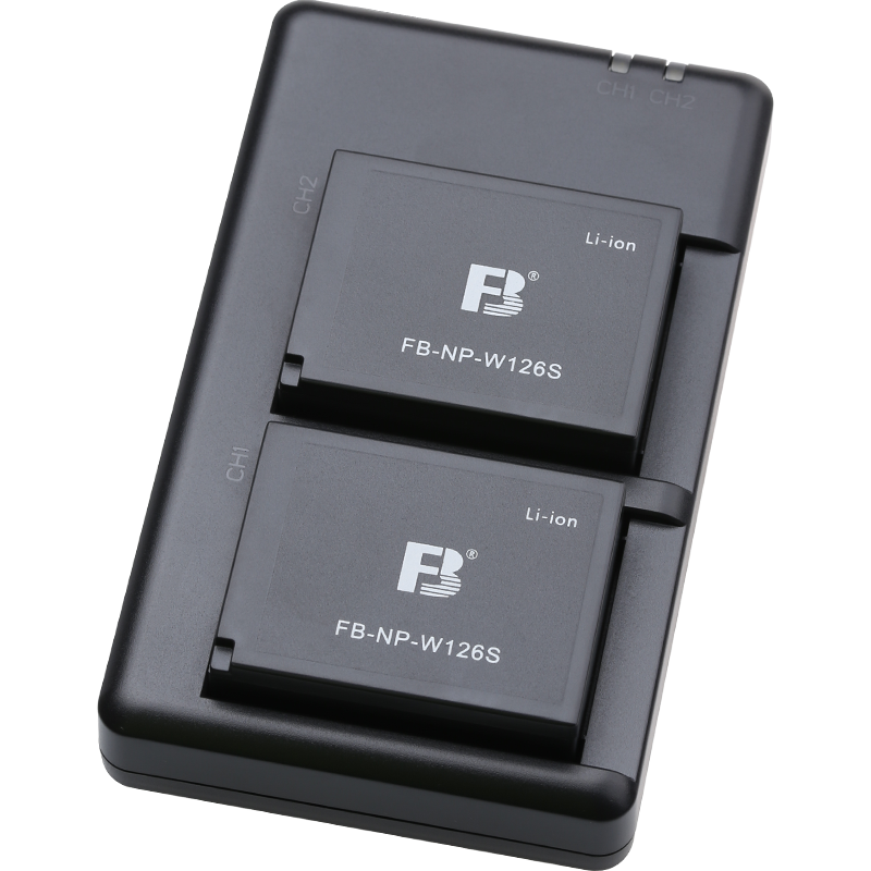 FB 沣标 -DC-NP-W126S dbl 相机电池充电器 黑色 双槽+FB-NP-W126S 相机锂电池 7.2V 830mAh 2块装