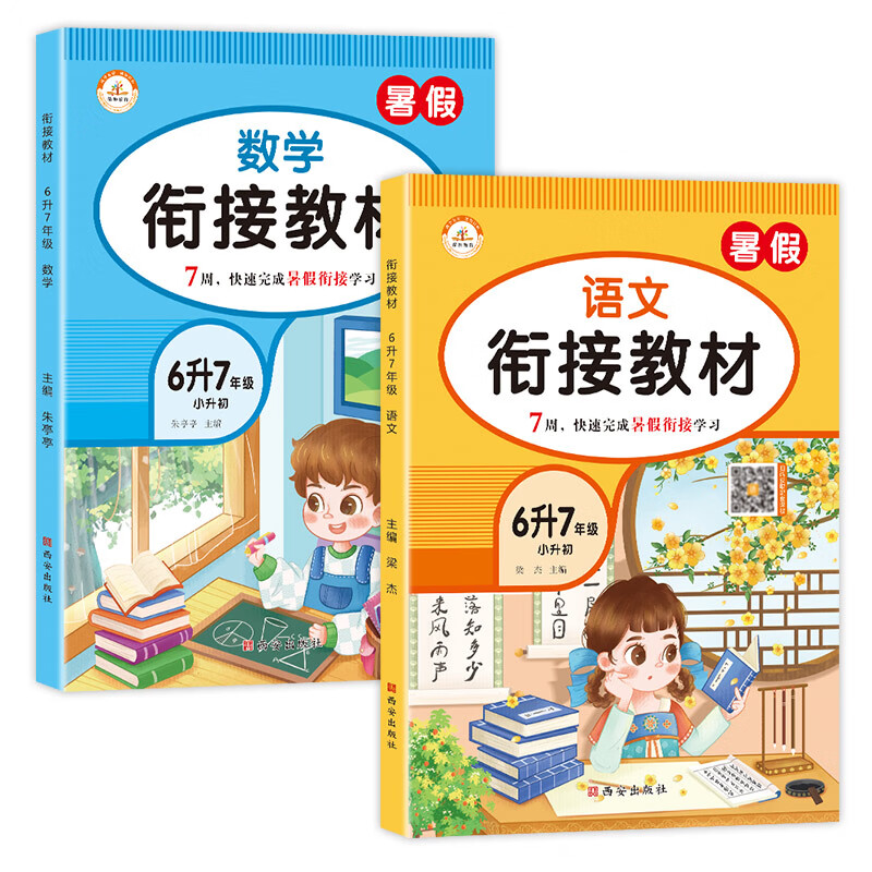2023版小升初衔接教材暑假作业六年级语文数学英语全套6册人教版小学6升7年级上册同步训练习题测试卷黄冈昨业暑期培训教程天天练 6升7语文+数学【2册】 小学六年级
