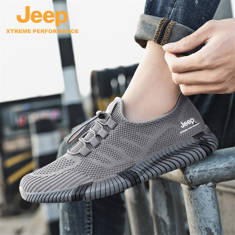 Jeep吉普休闲鞋男鞋春夏季镂空透气网面鞋情侣跑步运动鞋软底户外鞋子 灰色 （男款） 39 京东折扣/优惠券
