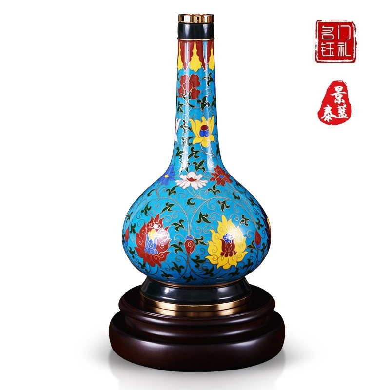 名门钰礼 戴嘉林作品和合平安景泰蓝花瓶摆件商务外事礼品铜胎掐丝