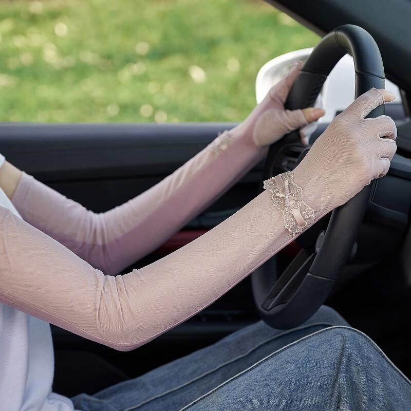 帝槿婉露二指冰袖蕾丝长款防晒手套女司机夏季薄款紫外线袖套开车骑行