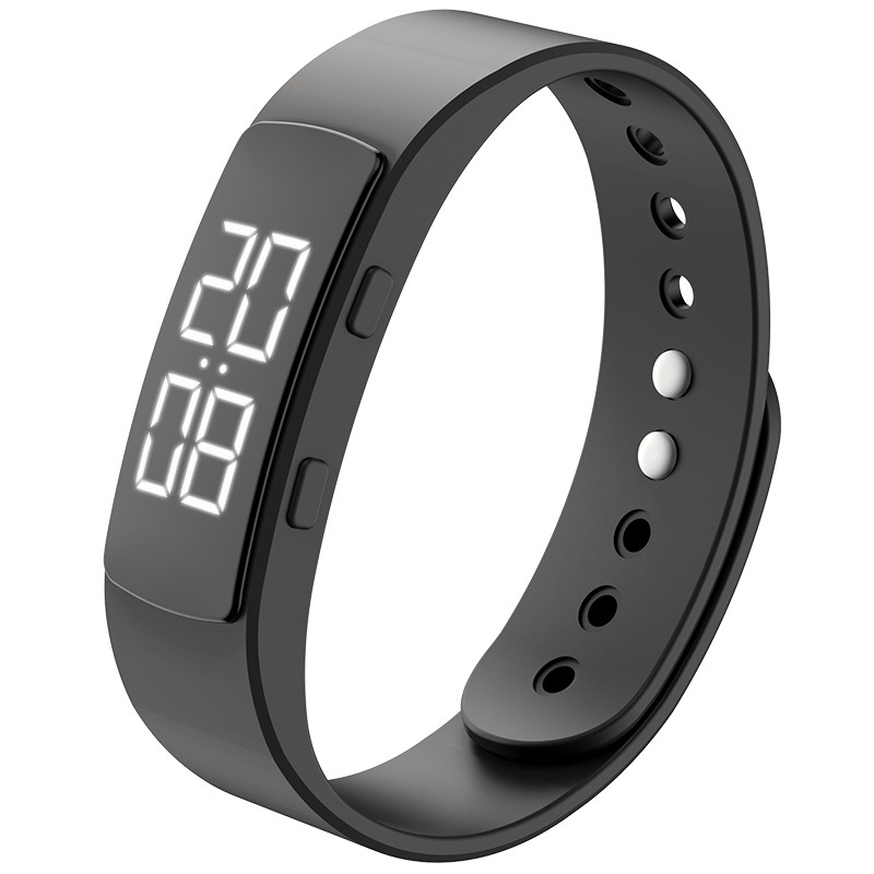 简约led带秒表动计步防水初中生高中充电男时尚电子手环不连接手机