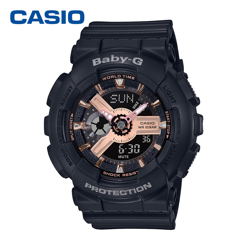 卡西欧（CASIO）手表 BABY-G 主题系列 防震防水LED照明运动女士手表 BA-110RG-1A
