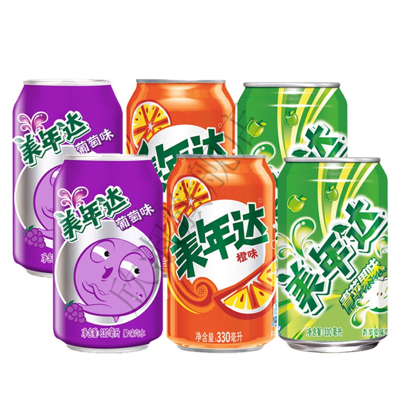 百事(pepsi)可乐美年达330mlx24罐葡萄橙味组合装 七喜碳酸饮料果味