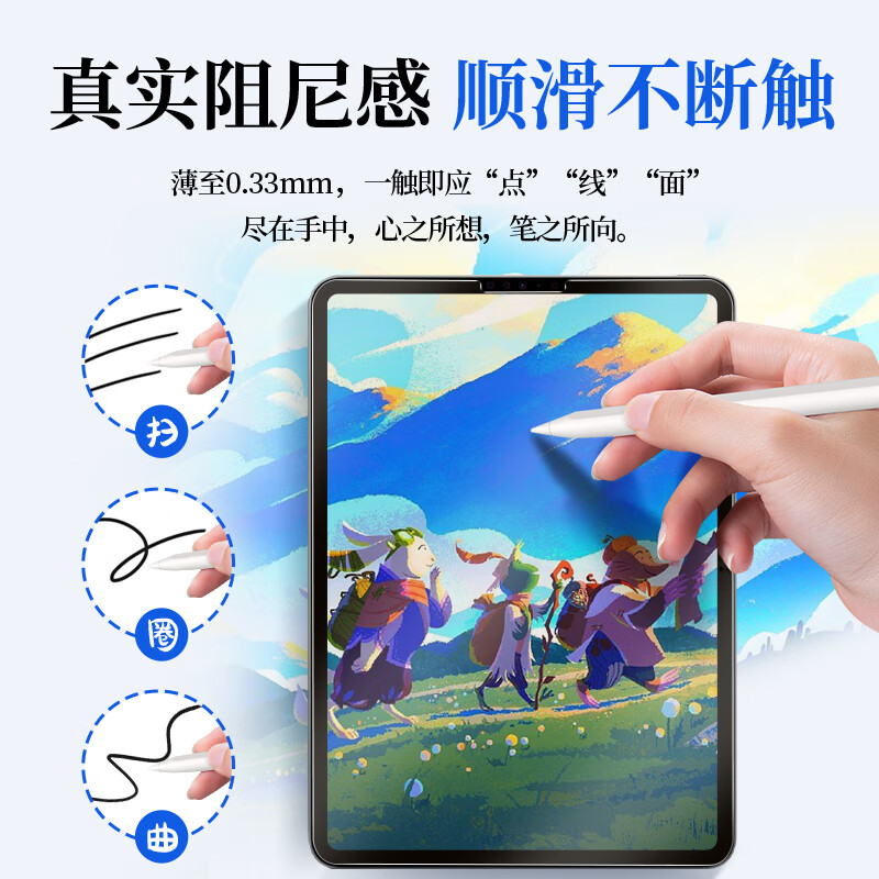 0度 适用苹果iPad Pro 2026款类纸膜抗蓝光射线护眼屏保2025款ipadair6/5磨砂抗指纹学生绘画保护软膜 iPad Mini7代/6代 8.3英寸 AG防眩护眼PET类纸膜(软膜)