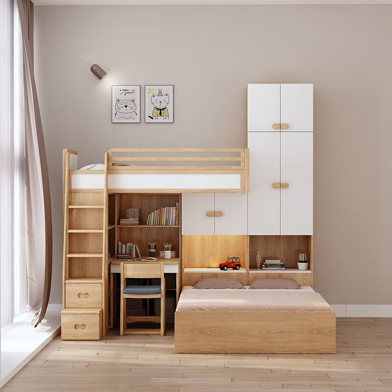 功能高低床上下床双层床子母床组合床带书桌衣柜 全景衣柜 收纳衣柜床