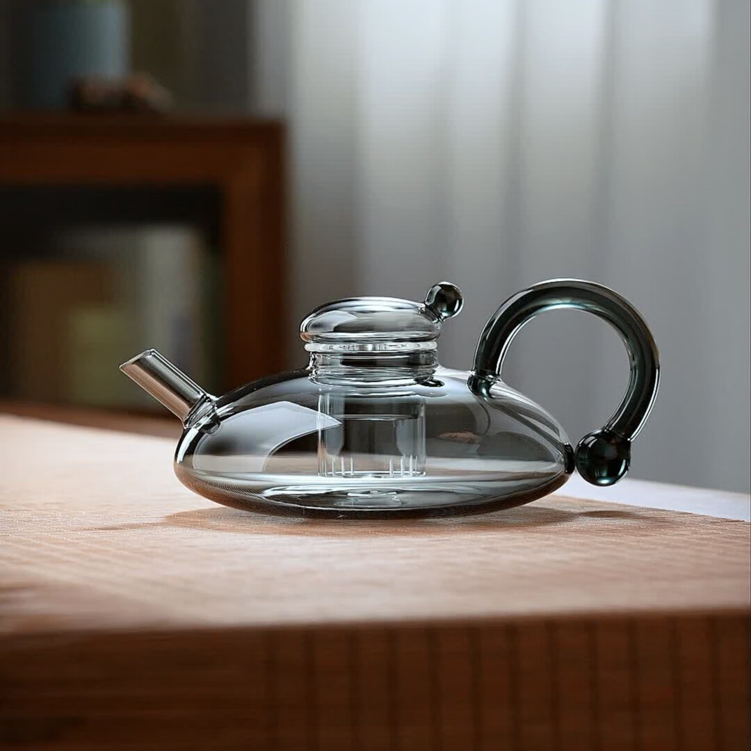 全度煮茶壶花茶壶套装英式泡茶壶茶具加厚耐热玻璃北欧风格轻奢养生壶 烟灰色财鼠壶500ml1件