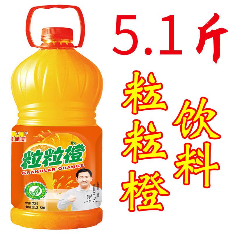 Derenruyu5斤装大瓶饮料蓝莓汁猕猴桃粒粒橙芒果汁甜橙汁能量维生素风味 5斤装粒粒橙