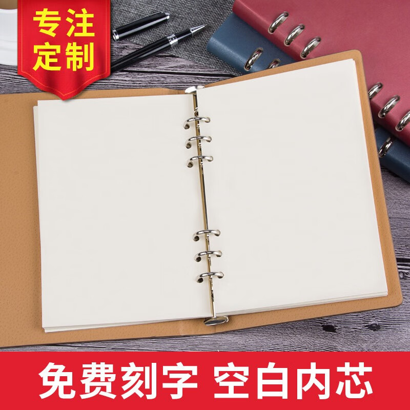 九千年 活页笔记本b5a4a5可拆卸外壳替芯空白页商务记事本加厚六孔定制 内页160页 可定制 A4蓝色