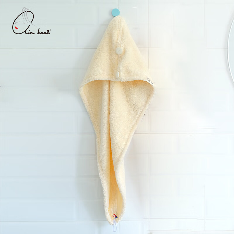 浅野（air kaol）日本进口干发帽女男干发巾蓬松柔软不易掉毛吸水干发带双层加厚 加厚带扣 玫瑰粉 礼盒装