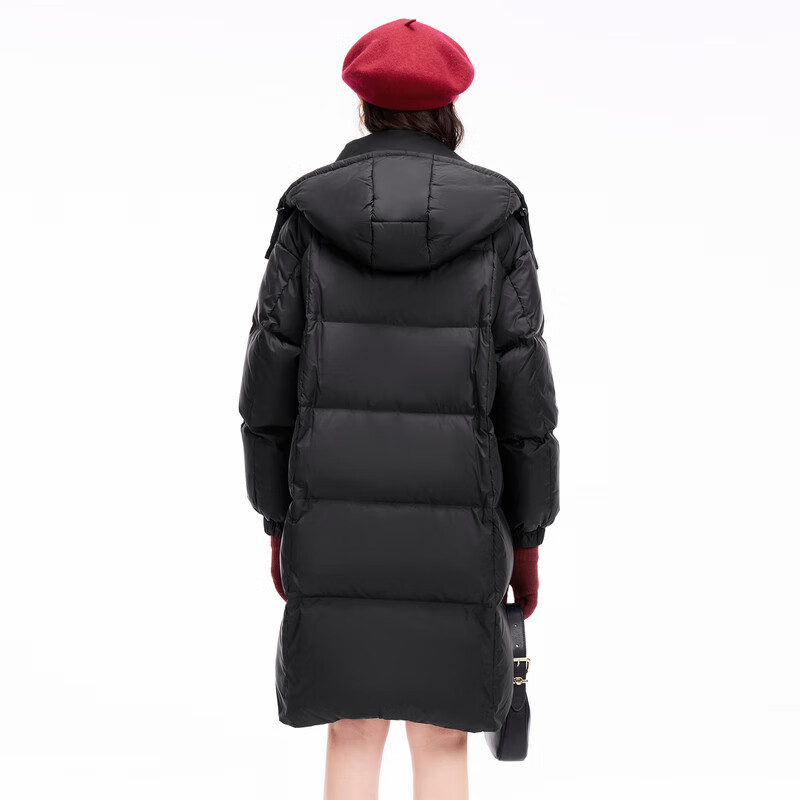 乐町【商场同款】基础中长款羽绒服冬季新款保暖外套C1ACE4328 黑色 S
