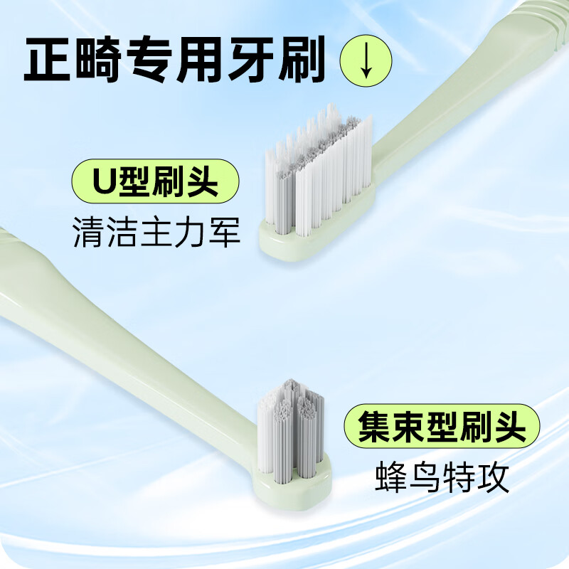 倍加洁【正畸牙刷】U型成人牙套矫正牙齿专用软毛小头牙刷 【正畸经典凹头】 4支装