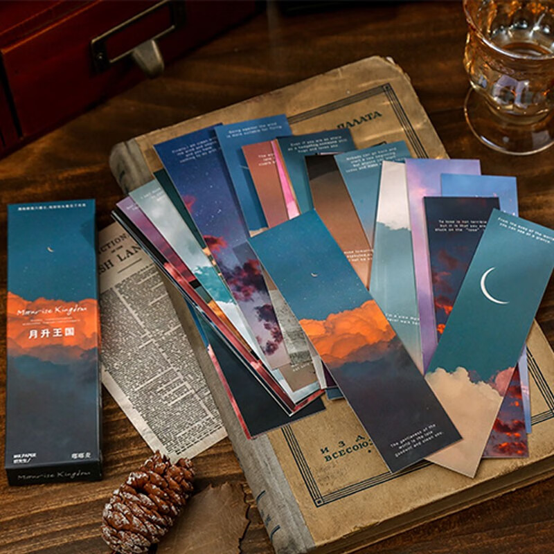 风升学礼物学生励志男女老师生日留言 月升王国30张不重复纸质书签