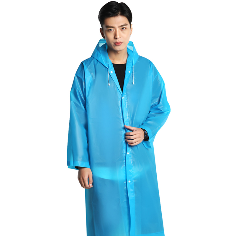 熊潘黛 雨衣男女士成人雨衣非一次性雨衣长款带帽户外旅游登山便携式雨披 天空蓝-1件